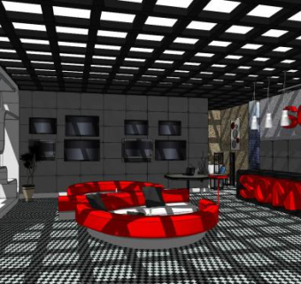 现代索尼电视机专卖店SU模型下载_sketchup草图大师SKP模型