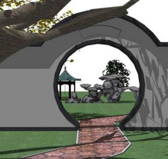 古典园林大门su模型下载_sketchup草图大师SKP模型