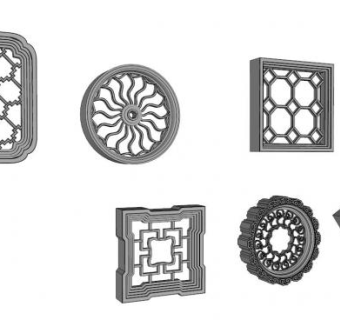 水泥窗花su模型下载_sketchup草图大师SKP模型