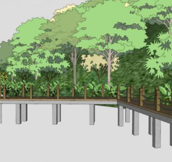 水面栈道su模型下载_sketchup草图大师SKP模型