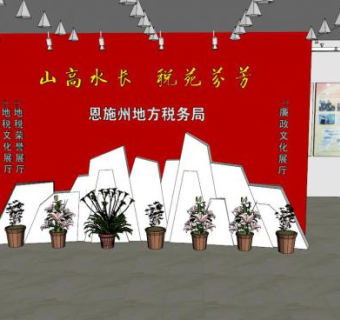 文化展示墙su模型下载_sketchup草图大师SKP模型