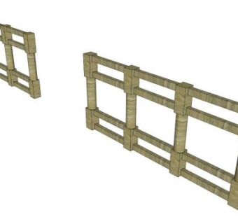 小木桩围栏su模型下载_sketchup草图大师SKP模型