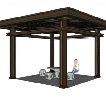 现代风格亭子su模型下载_sketchup草图大师SKP模型