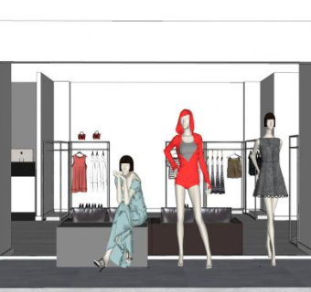 现代女装服饰专卖店SU模型下载_sketchup草图大师SKP模型