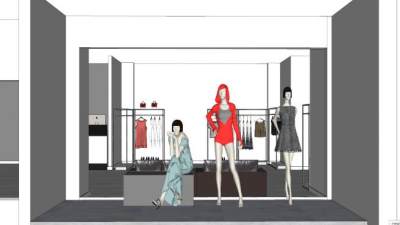 现代女装服饰专卖店SU模型下载_sketchup草图大师SKP模型