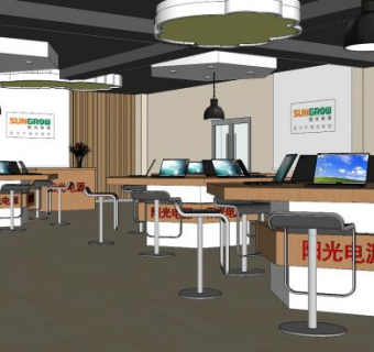 现代阳光电脑专卖店SU模型下载_sketchup草图大师SKP模型