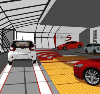 现代汽车专卖店室内SU模型下载_sketchup草图大师SKP模型
