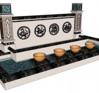 文化景观墙su模型下载_sketchup草图大师SKP模型