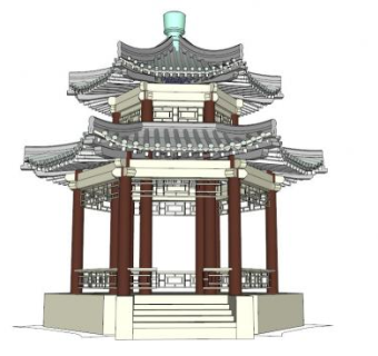 古建六角亭子su模型下载_sketchup草图大师SKP模型