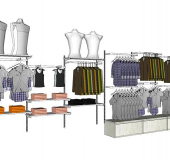 现代服饰专卖店衣架SU模型下载_sketchup草图大师SKP模型