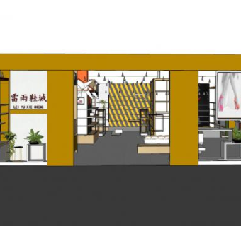 现代雷雨鞋城专卖店SU模型下载_sketchup草图大师SKP模型