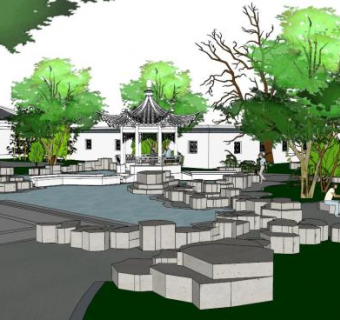 古典园林场景su模型下载_sketchup草图大师SKP模型