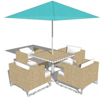 桌椅组合户外太阳伞su模型下载_sketchup草图大师SKP模型