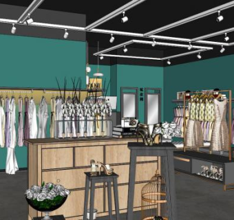 商业展示空间设计su模型下载_sketchup草图大师SKP模型