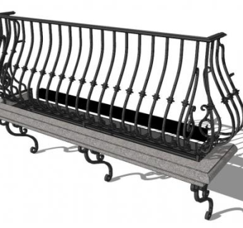 别墅弧形铁艺栏杆su模型下载_sketchup草图大师SKP模型