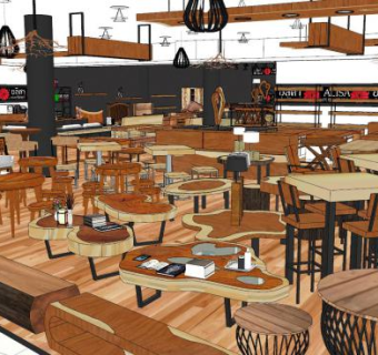 现代实木家具专卖店SU模型下载_sketchup草图大师SKP模型