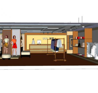 现代丽姿服饰专卖店SU模型下载_sketchup草图大师SKP模型