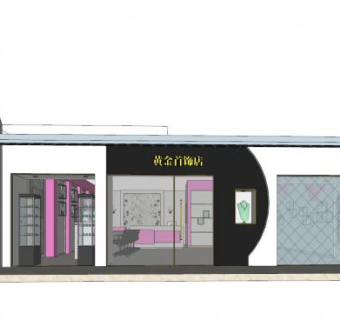 现代黄金首饰专卖店SU模型下载_sketchup草图大师SKP模型