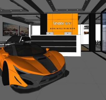 现代品牌汽车专卖店SU模型下载_sketchup草图大师SKP模型