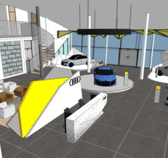现代奥迪汽车专卖店SU模型下载_sketchup草图大师SKP模型