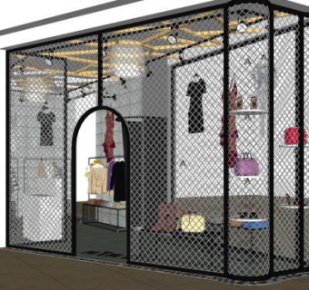 工业风服饰门店SU模型下载_sketchup草图大师SKP模型