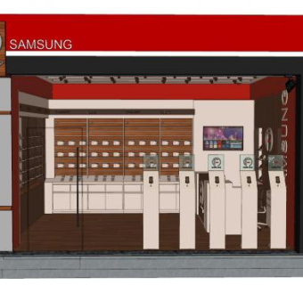 现代三星专卖店SU模型下载_sketchup草图大师SKP模型