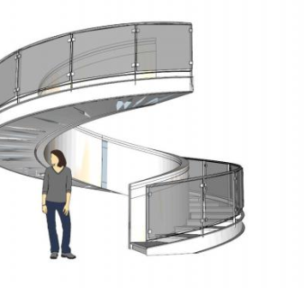 旋转玻璃楼梯su模型下载_sketchup草图大师SKP模型
