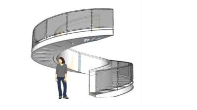 旋转玻璃楼梯su模型下载_sketchup草图大师SKP模型