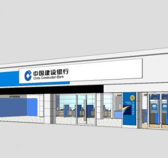 现代中国建设银行SU模型下载_sketchup草图大师SKP模型