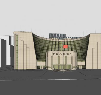 现代中国人民银行SU模型下载_sketchup草图大师SKP模型