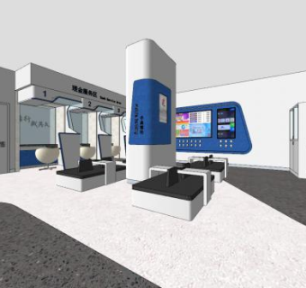 现代商业银行室内SU模型下载_sketchup草图大师SKP模型