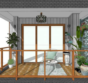 阳台窗户su模型下载_sketchup草图大师SKP模型
