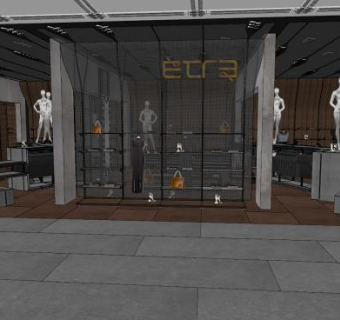 现代工业风服装店外观SU模型下载_sketchup草图大师SKP模型