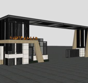 现代企业大门su模型下载_sketchup草图大师SKP模型