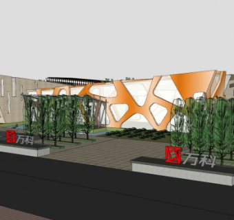 万科售楼中心SU模型下载_sketchup草图大师SKP模型