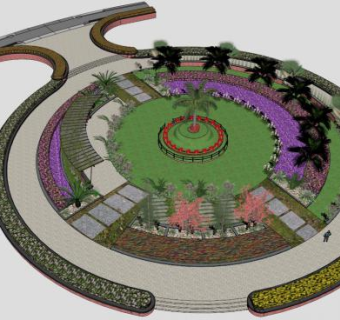 广场花圃su模型下载_sketchup草图大师SKP模型