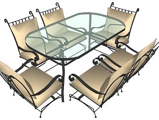 玻璃桌椅su模型下载_sketchup草图大师SKP模型