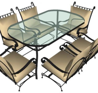 玻璃桌椅su模型下载_sketchup草图大师SKP模型