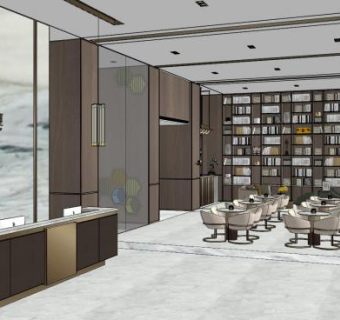 唐商大厦售楼中心SU模型下载_sketchup草图大师SKP模型