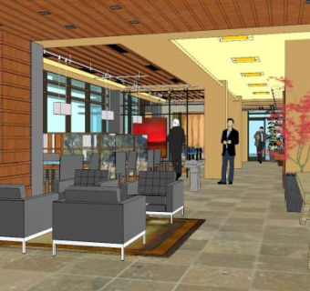 新中式售楼处洽谈区sketchup模型下载_sketchup草图大师SKP模型