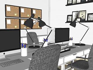 办公室空间设计su模型下载_sketchup草图大师SKP模型