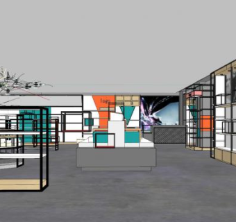 现代简约售楼中心SU模型下载_sketchup草图大师SKP模型