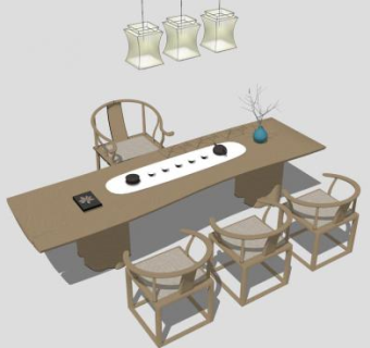 茶具桌子su模型下载_sketchup草图大师SKP模型