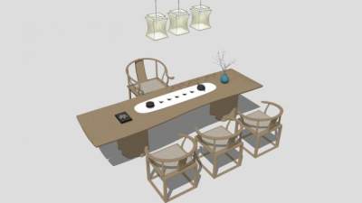 茶具桌子su模型下载_sketchup草图大师SKP模型