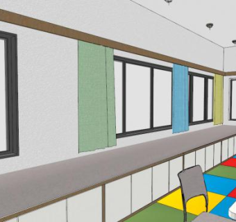 幼儿园窗帘su模型下载_sketchup草图大师SKP模型