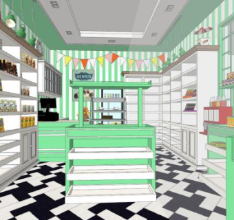 美式便利店SU模型下载_sketchup草图大师SKP模型