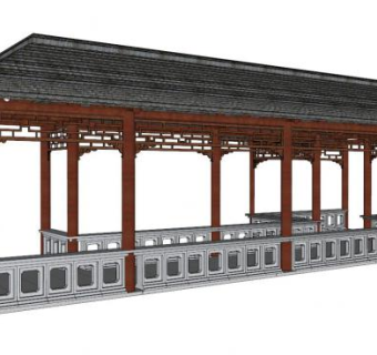 仿古走廊su模型下载_sketchup草图大师SKP模型