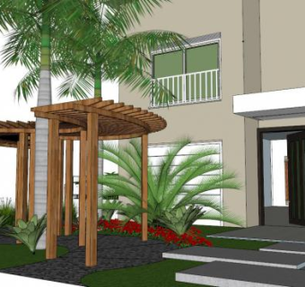 别墅景观植物su模型下载_sketchup草图大师SKP模型