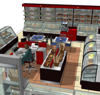 现代蛋糕店SU模型下载_sketchup草图大师SKP模型