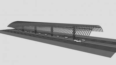 现代停车棚停车场SU模型下载_sketchup草图大师SKP模型